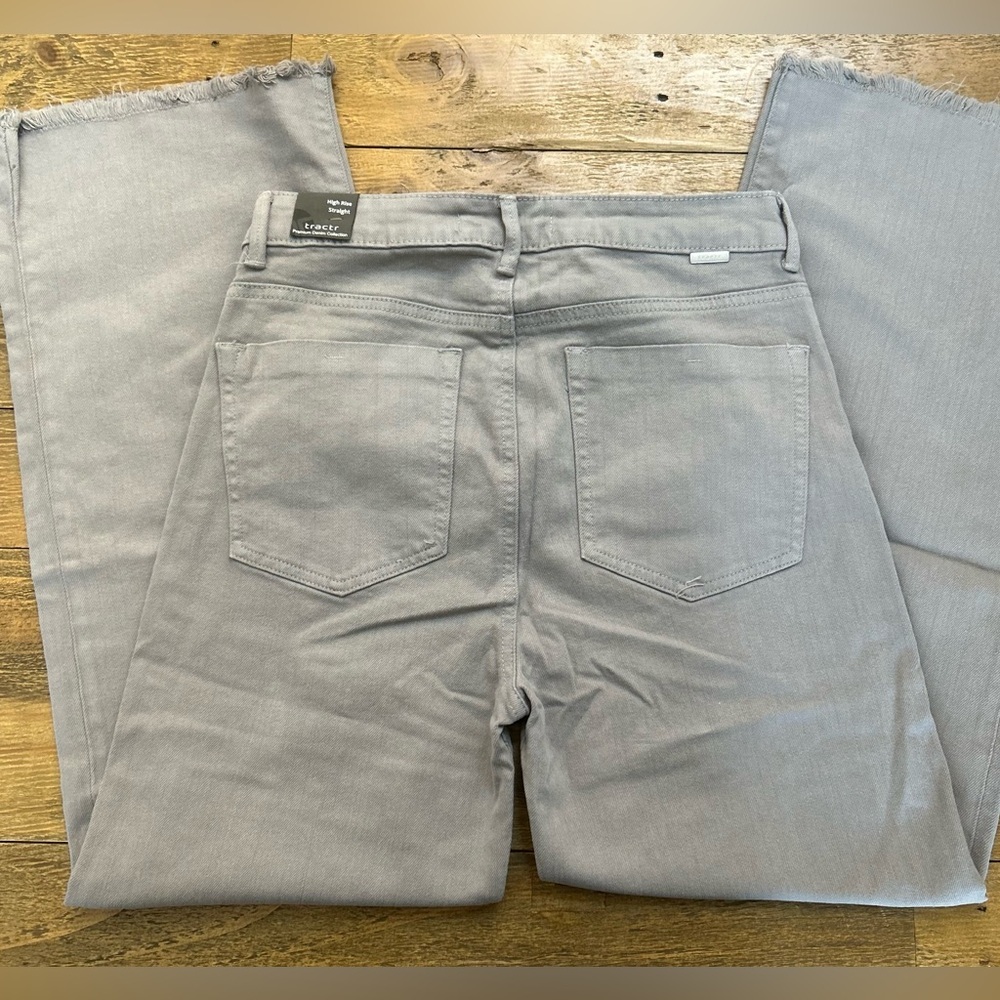 TRACTR Light Charcoal Grey Flannel Soft High Rise Straight Leg Jeans Sz 6/28 - Picture 10 of 12